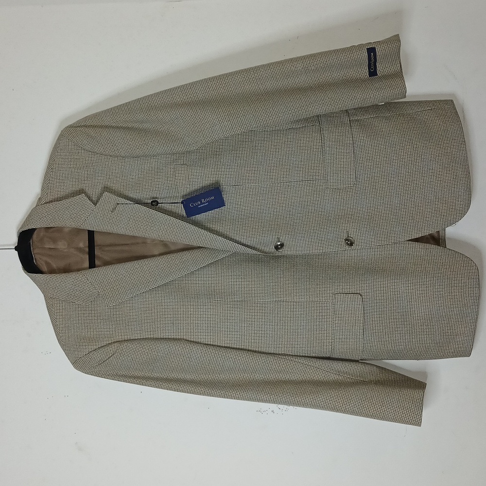 Macy’s 42Long Club Room Gold Brown‎ Tweed Houndstooth Blazer, Sport Coat